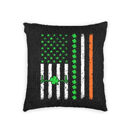 Irish American Flag Ireland St Patrick s Day Lucky Woven Pillows