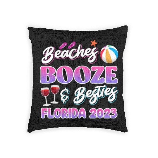 Beach Booze Besties Florida Vacation Spring Break Woven Pillows