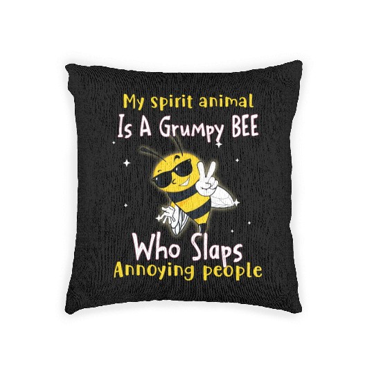 My Spirit animal Is A Grumpy Bee Woven Pillows