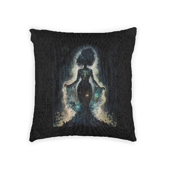 Black Nature Goddess - African American, Woodland Woven Pillows