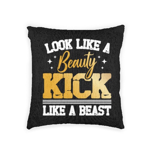 Looks Like A Beauty Kick Like A Beast Karate Lover Woven Pillows