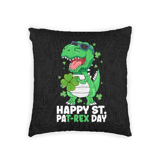 Happy St PaT-Rex Day Dinosaur St Patricks Day Boys Woven Pillows