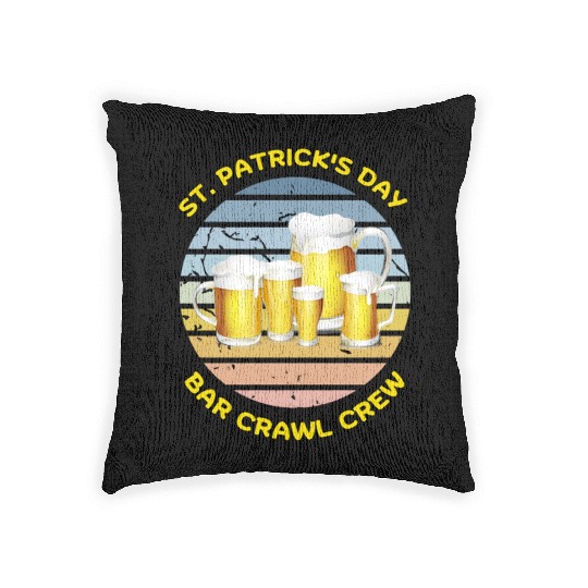 ST PATRICK'S DAY BAR CRAWL CREW Woven Pillows