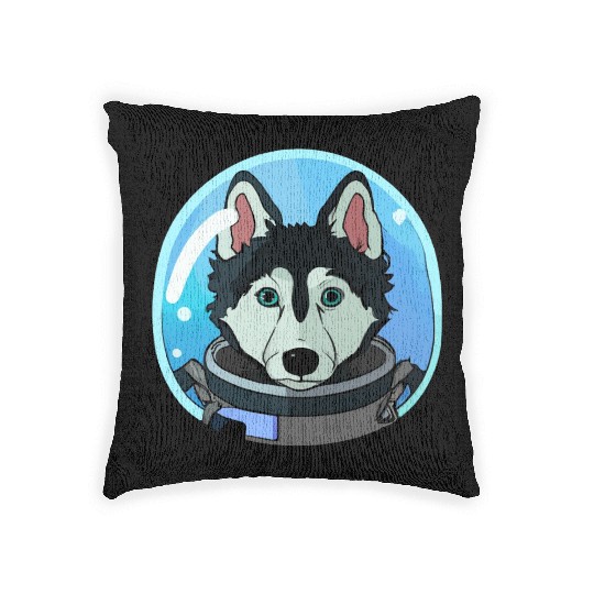 Husky Dog Cosmonaut Dog Lover Puppy Retro Woven Pillows