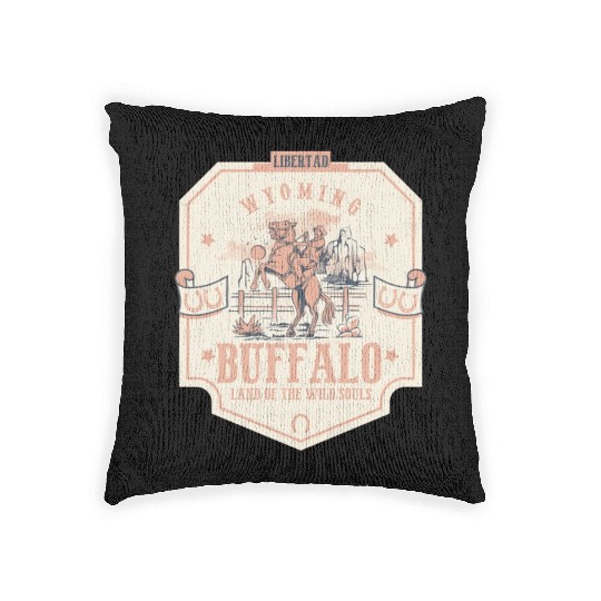 buffalo wyoming wild west town Woven Pillows