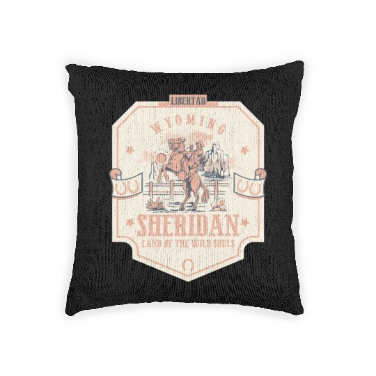 sheridan wyoming wild west town Woven Pillows