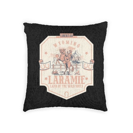 laramie wyoming wild west town Woven Pillows