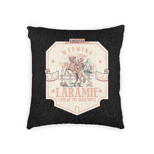 laramie wyoming wild west town Woven Pillows