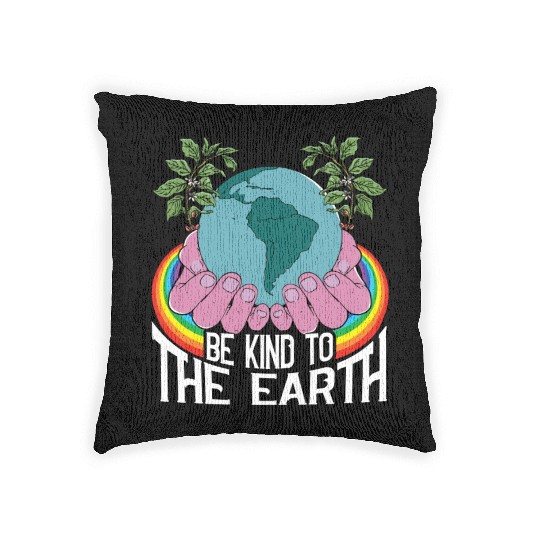 Be Kind To The Earth Rainbow Natural Environment Woven Pillows