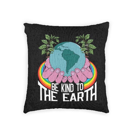 Be Kind To The Earth Rainbow Natural Environment Woven Pillows