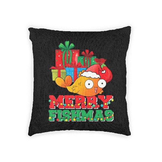 Merry Fishmas Christmas Fish Lover Fisherman Ugly Woven Pillows
