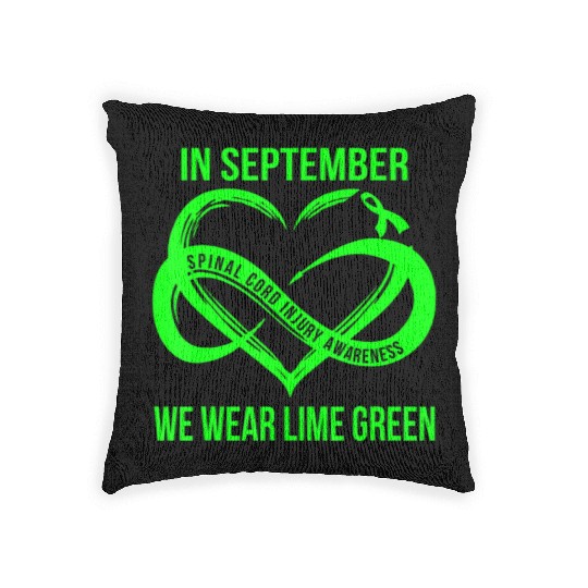 In September We Wear Lime Green Spinal Cord Injury Woven Pillows