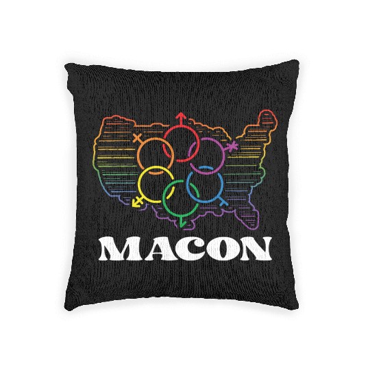 Macon Pride Month Pride Flag LGBT Community LGBTQ Woven Pillows