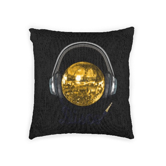 Gold Disco Ball Music Headphones Woven Pillows