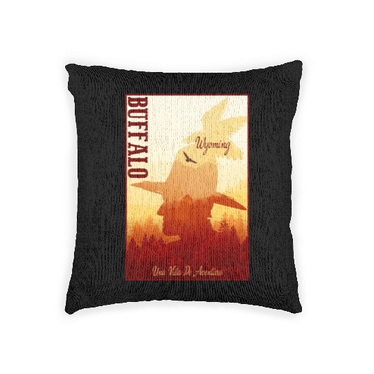 Buffalo Wyoming wild west town Woven Pillows