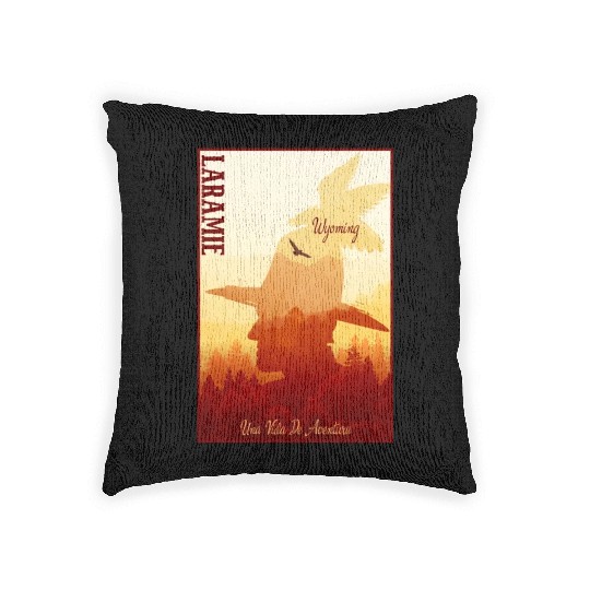 Laramie Wyoming wild west town Woven Pillows