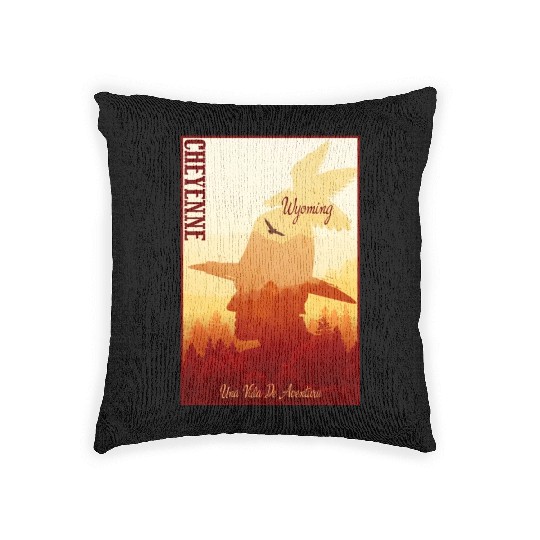 Cheyenne Wyoming wild west town Woven Pillows