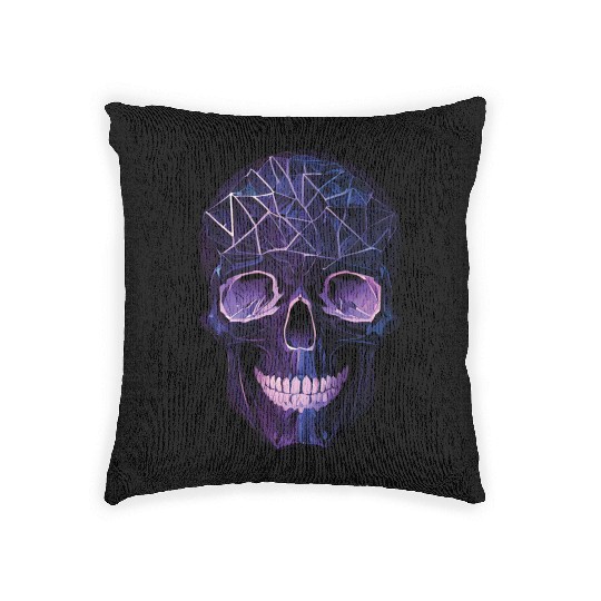 Purple Violet Geometric Design Skull Woven Pillows