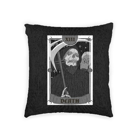 Anime Tarot Card Death Grim Reaper Occult Gothic W Woven Pillows
