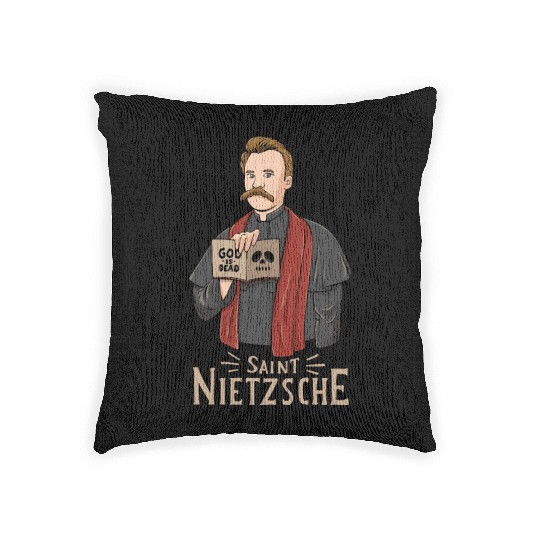 Saint Nietzsche Design for a Philosophy Student Woven Pillows