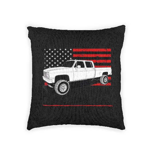 Lifted Square body truck American muscle Woven Pillows 4x4