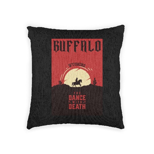 Buffalo Wyoming wild west town Woven Pillows