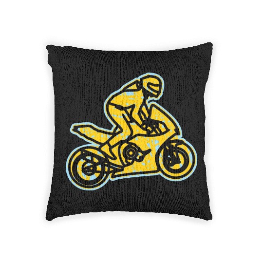 Motorbike Race Fun Woven Pillows