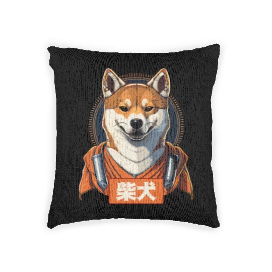 Japanese Sensei Shiba Inu Martial Arts Dog Pet Lov Woven Pillows