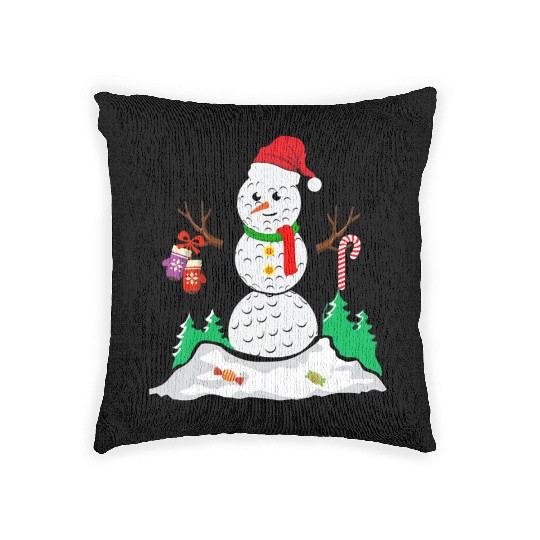 Funny Golf Ball Snowman Balls Christmas Pajama Gif Woven Pillows