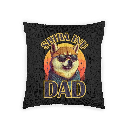 Shiba Inu Dad Retro Dog Lover Funny Cute Pet Woven Pillows