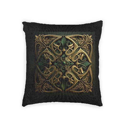 Green Bronze Ornamental Plaid Decoration Pattern Woven Pillows