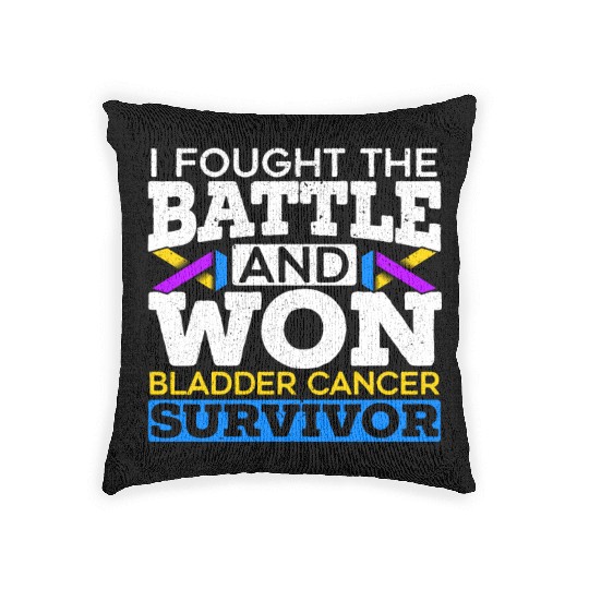 Fought The Battle And Won Bladder Cancer Survivor Woven Pillows