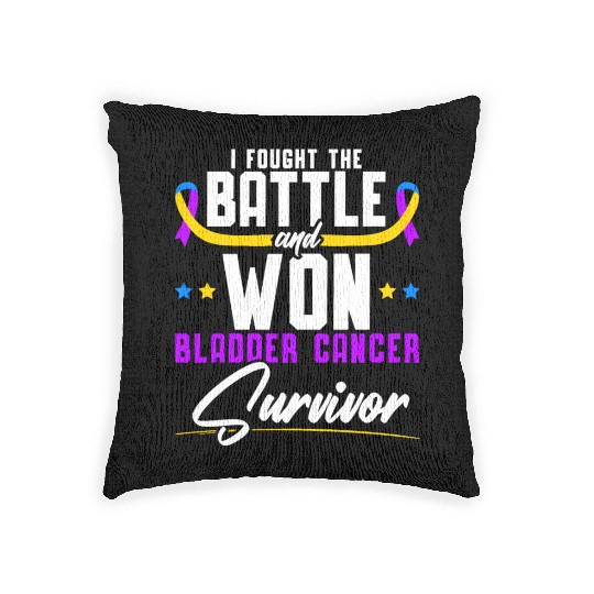 Fought The Battle And Won Bladder Cancer Survivor Woven Pillows