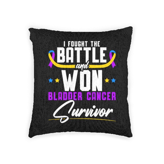 Fought The Battle And Won Bladder Cancer Survivor Woven Pillows