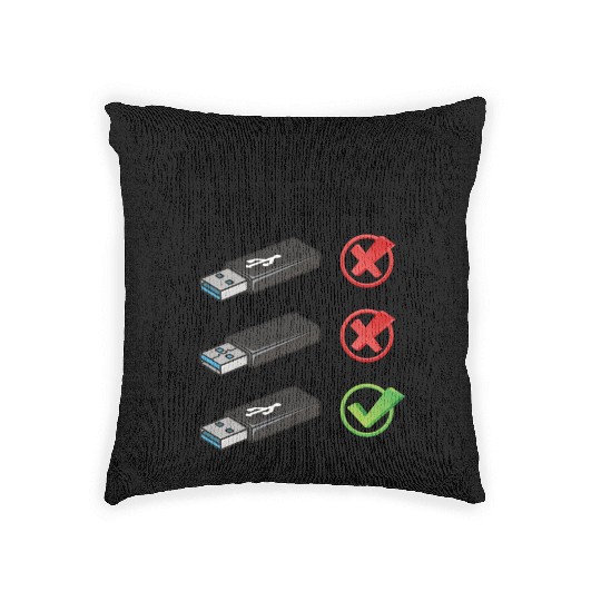 How To Insert USB Stick Funny Programmer Meme Woven Pillows