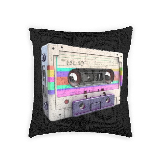 80s Music Cassette Tape : 3D, Neon, 80s songs Woven Pillows