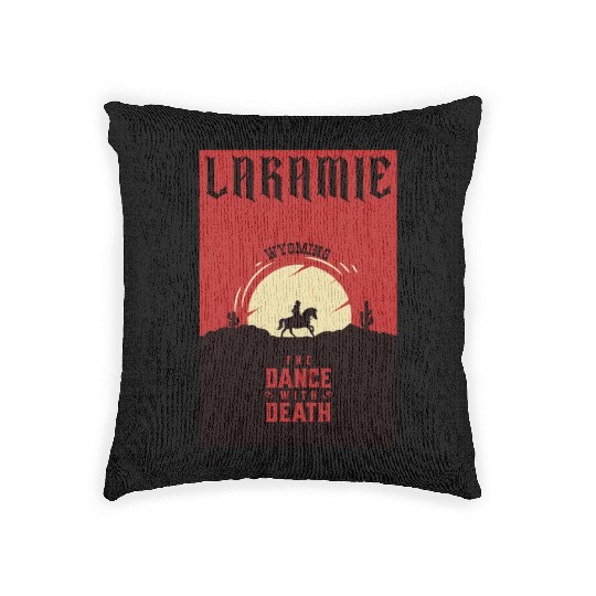 Laramie Wyoming wild west town Woven Pillows