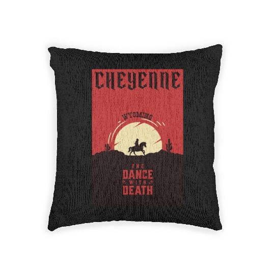 Cheyenne Wyoming wild west town Woven Pillows
