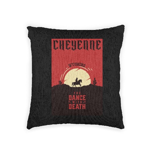 Cheyenne Wyoming wild west town Woven Pillows
