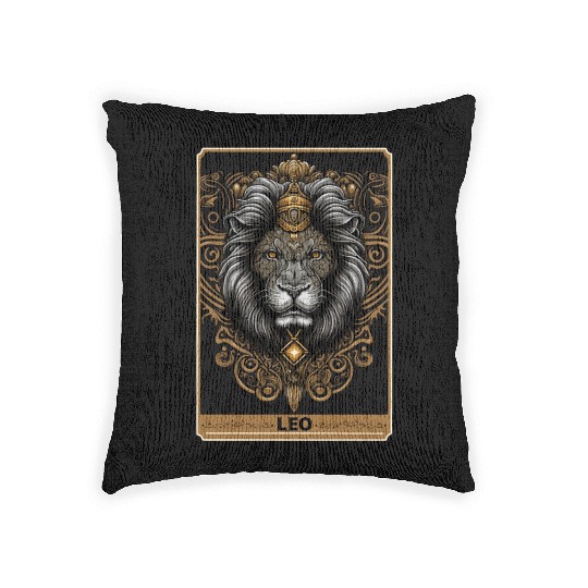 Lion Tarot Card Leo Zodiac Astrology Horoscope Wit Woven Pillows