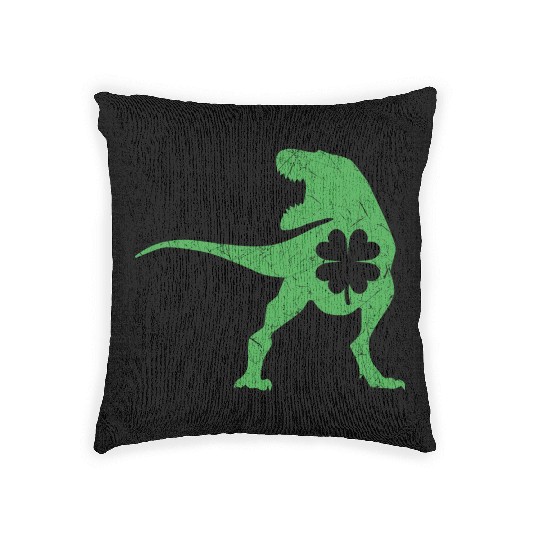 Tyrannosaurus T Rex Dinosaur St Patricks Day Irish Woven Pillows