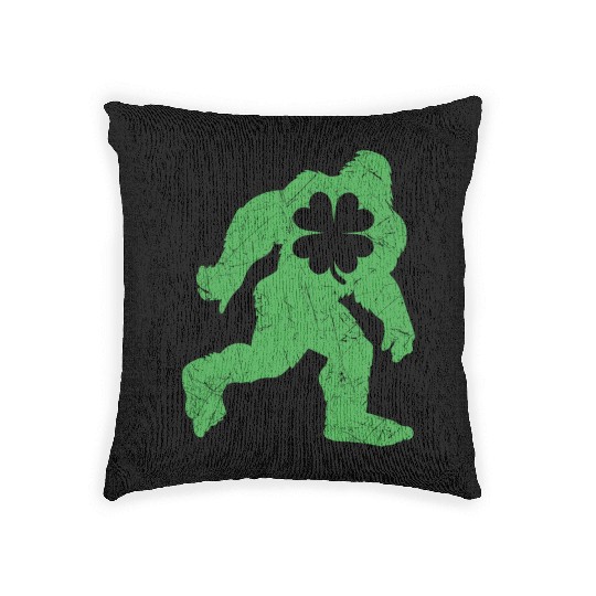 St Patricks Day Bigfoot Irish Sasqautch Woven Pillows