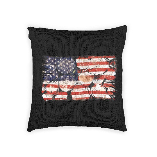 The Usa Flag Tree Trunks America Patriotism Woven Pillows