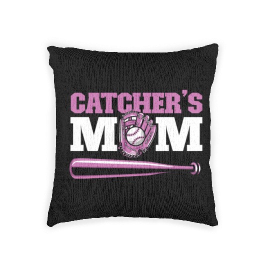 Softball Baseball Bat Catcher's Mom Woven Pillows