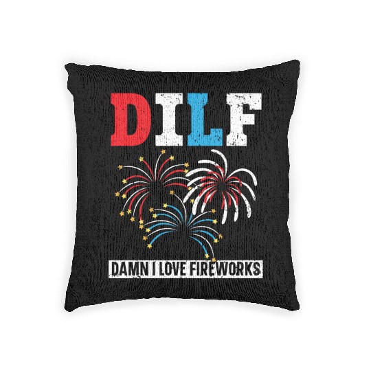 Damn I Love Fireworks America USA Flag 4th Of July Woven Pillows