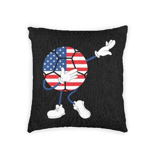 America USA Flag 4th Of July Soccer Player Woven Pillows