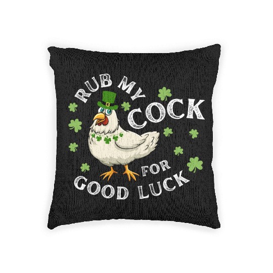 Rub My Cock For Good Luck St Patrick's Day Woven Pillows
