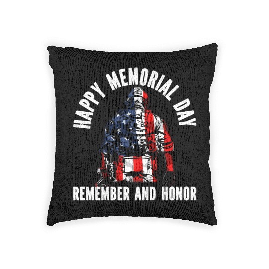 Patriotic Veteran USA Flag American Memorial Day Woven Pillows