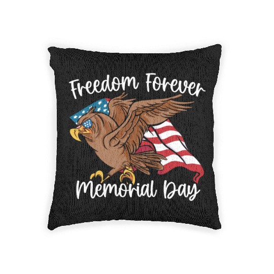 Patriotic Veteran USA Flag American Memorial Day Woven Pillows