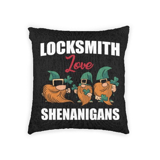 Locksmith Love Shenanigans St. Patricks Day Gnomes Woven Pillows